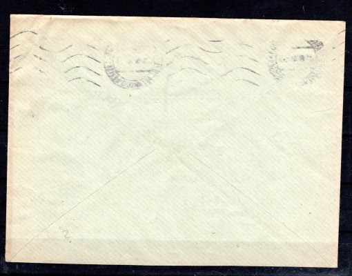 11 B ; firemní dopis frankovaný jednoznámkovou frankaturou 25 h černofialová , známka lehce zastřižena, strojové razítko JABLONEC nad NISOU s datem 21. III. 1920, kat. 600 Kč 