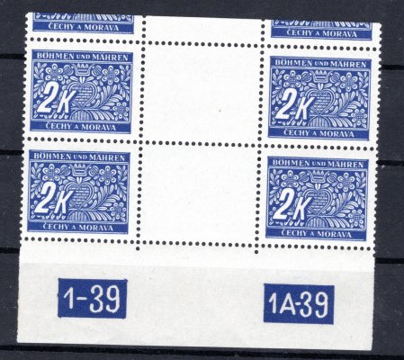 DL 11 , 4 zn. meziarší řezané, 2 K modrá s  DČ 1-39,1A-39