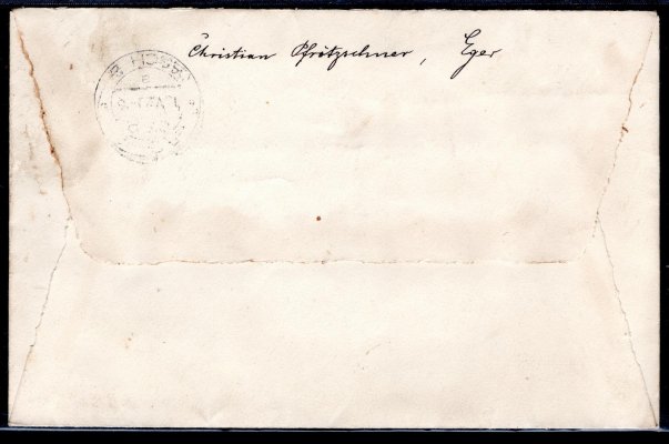R dopis z Chebu do Aše, s frankaturou emise Hradčany 5+80 h, příchozí razítko, lehké stopy poštovního provozu