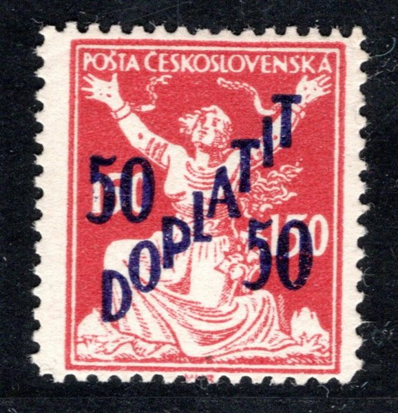 DL 50 B, doplatní, 50/150 červená - opravena perforace 