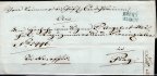 Skládaný dopis z roku 1845, modro-zelené razítko BRUNN - 25.OCT - příchozí modré PRAG 26.OCT - suchá pečeť 