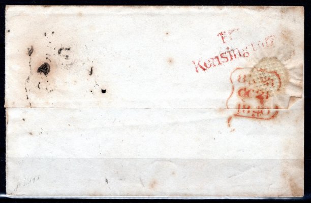 SG 1 ; 1 Black penny na dekorativním malém skládaném formátu dopisu, černé razítko 