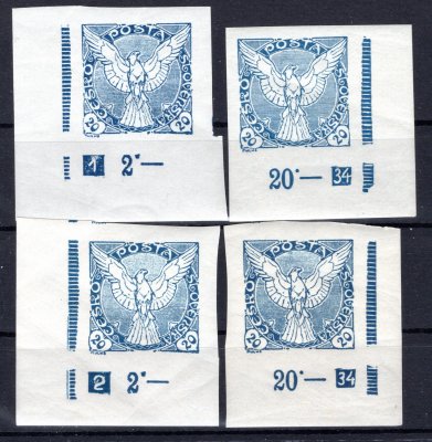 NV 5, novinové, Sokol v letu, rohové s DČ rok 1934, modrá 20 h