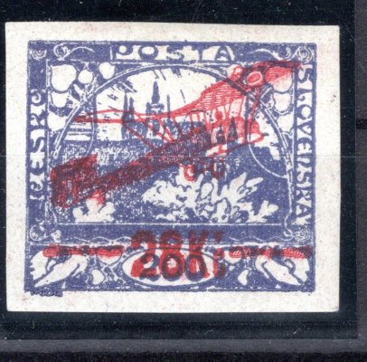 L 1 ; 200 / h 28 Kč modrofialová s červenohnědým přetiskem - zkoušeno Vrba 