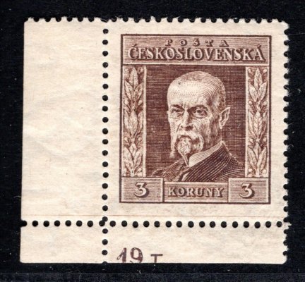 192, P 6, typ I, TGM, hnědá 3 Kč Kč, rohová s DČ 19. I , zk. Gi