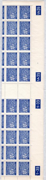 DL 13 ; 10 koruna modrá spodní 20-ti pás s Dč 1,1A - 39 x-y