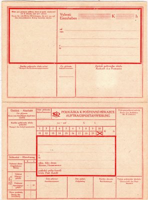 CPV 2 B, ŘZ 10 1/2, text česko-německý, dolepena známka 10 h, kompletní, kat. 2800