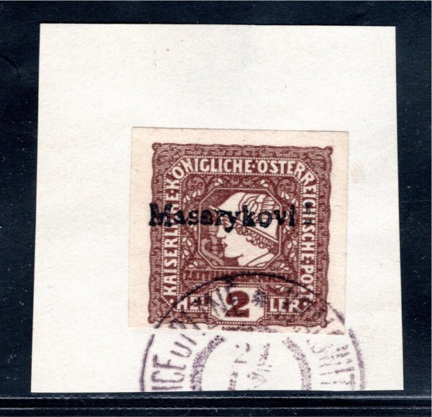2 h - hnědý Merkur - zkušební tisk Sláva Masarykovi. -  na výstřižku 
