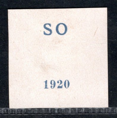 ZT , přetisk SO 1920 pro doplatní na lístku papíru v barvě modré, zk. Ka, hledané