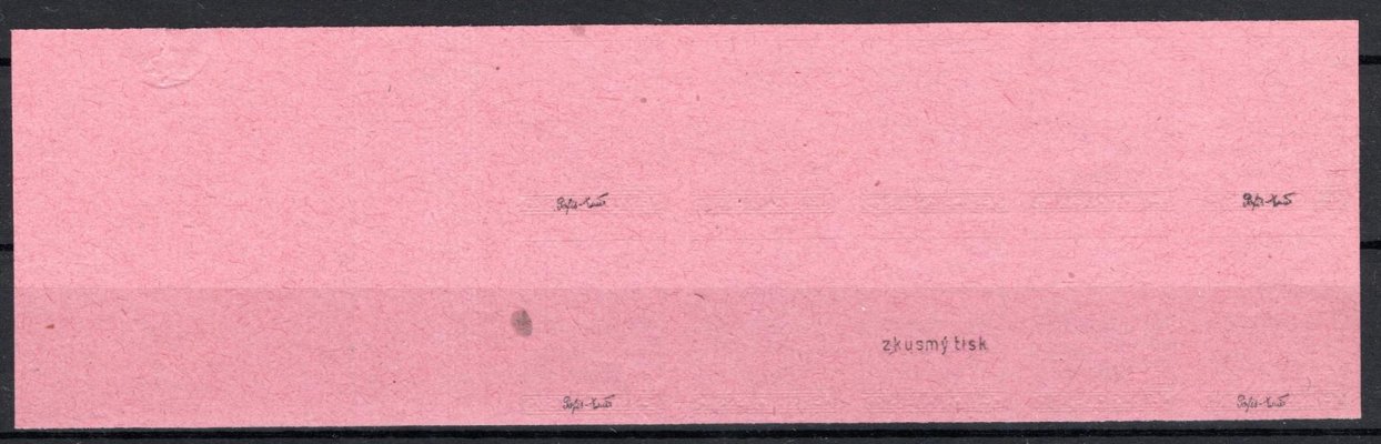 L 7 ZT, papír růžový, krajový, nezoubkovaný 10-ti blok s otiskem šroubu na okraji, zk. Beneš, hezké a dekorativní