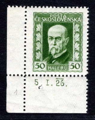 188 B, P 1, neotypie, zelená 50 h, rohová s DČ 6 I.26, zk. Gi