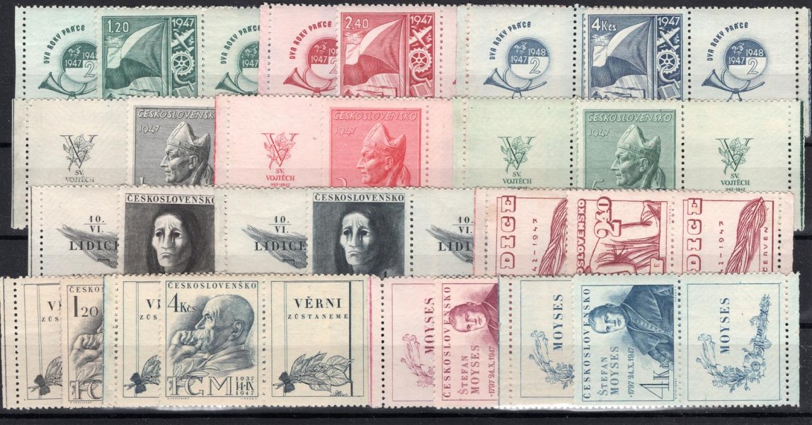 447 - 461, ec, rok 1947, kompletní sestava kuponů, kat. 1000