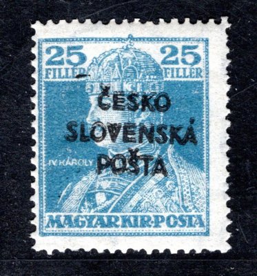 RV 149, Šrobárův přetisk, Karel, modrá 25 f, zk. Kauf.