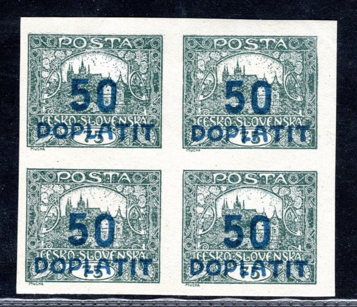 DL 19, doplatní , 4 blok , 50/75 šedozelená