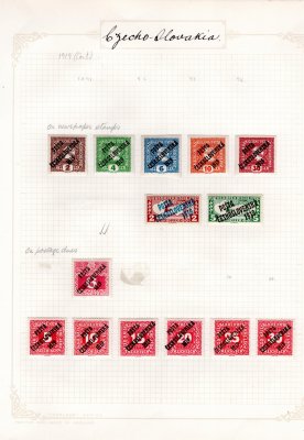 sestava známek s přetiskem PČ 1919, vyšší katalogová cena, zajímavé