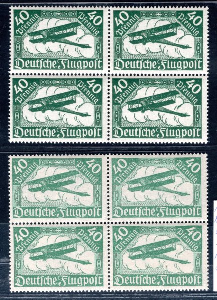 DR - Mi. 112 a + b, (vzácná jasně zelená), 4 bloky, kat. 1300 Eu