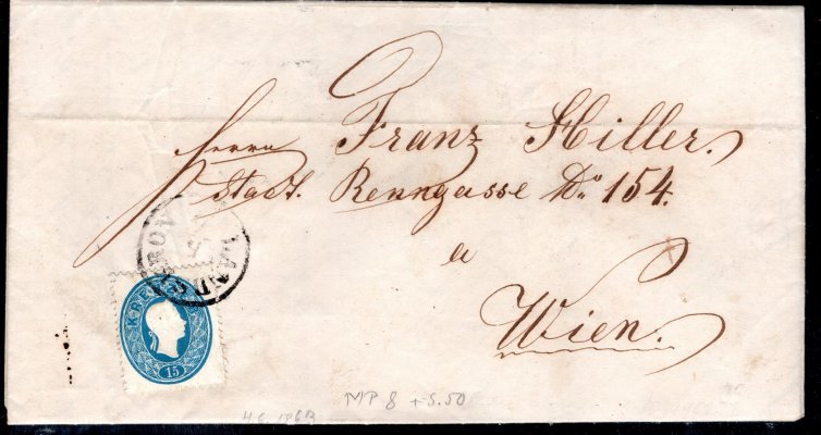 dopis  Z Lanškrouna do Vídně s 15 Kr, F.J