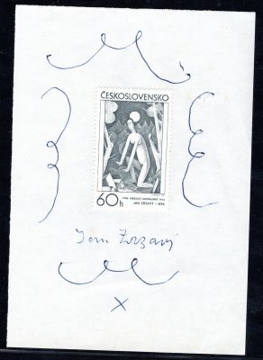 1871 na lístku papíru s ozdobnou kresbou okolo a podpisem Jan Zrzavý