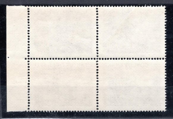 649 ; 2 Kč hnědá - krajový 4-blok s rozměřovacím s křížkem a s hvězdičkou vpravo 
