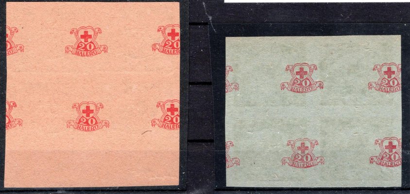 170 - 171 Nc ; 40 h + 60 h dvojité tisky - červený kříž -  tisk přítisku  na zadní straně ( ne na lepu)  , 40 h i přítisk  na přední straně.  pěkné kusy 