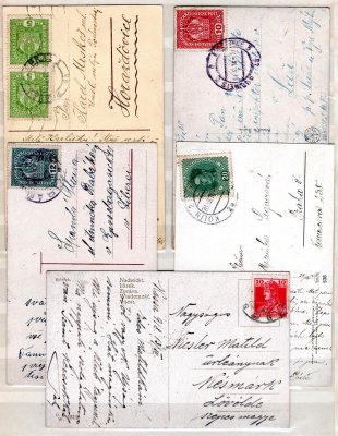 5 x pohlednice s předběžnými známkami 