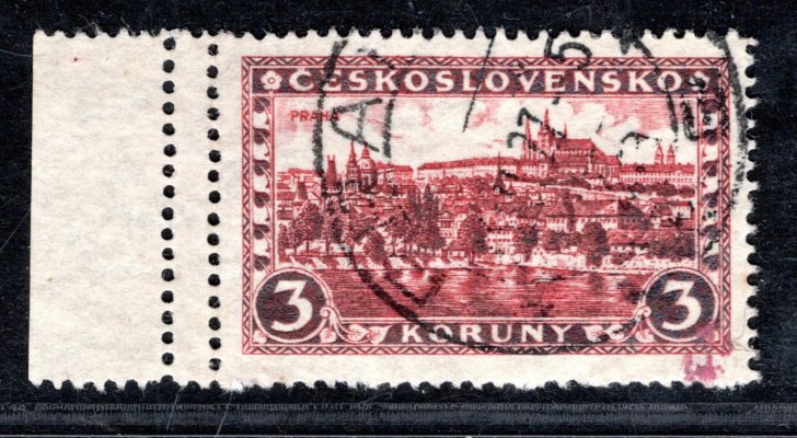 226 x ; 3 koruna červená krajová  známka pergamenový papír P 8 - dvojitá perforace 