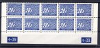 DL 14  - 20  koruna modrá  - spodní desetipás s dč 1-39   x-x  