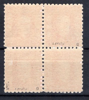 203 y ; 1 koruna červená bez průsvitky  s pruhy ; 4- blok - zkoušeno Vrba 
