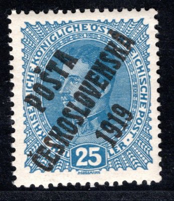 40, podtyp II a., Karel, modrá 25 f, zk. Stupka