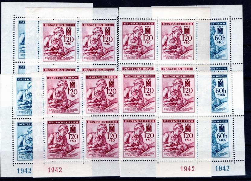 100 - 1, Červený kříž III, rohová miniatura o 16 ti známkách s letopočty v dolních rozích, kat. 230