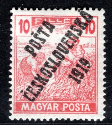 105a, typ III, ženci, MAGYAR, červená 10 f, zk. Gi