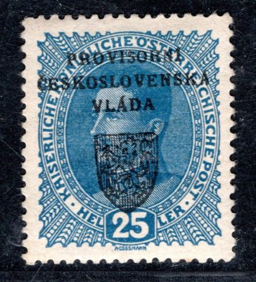 RV 8,  I. Pražský přetisk, modrá 25 h zk.  Vr
