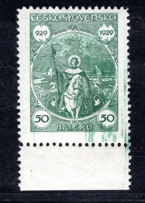 243, sv. Václav, krajová , šmouhy od tiskové barvy, zelená 50 h