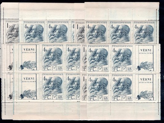 458 - 9, TGM, miniatira o 24 známkách a kuonech