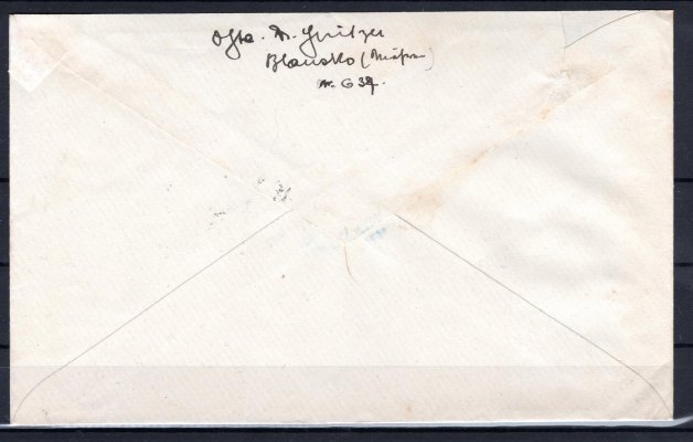 R dopis z Blanska 21.7.1919 do Boskovitz, vyplacený dvoupáskou 2 x č. 14, 40 h oranžová, v II. Tarifním období, 25 + 5 h + 50 h R poplatek, správné Porto