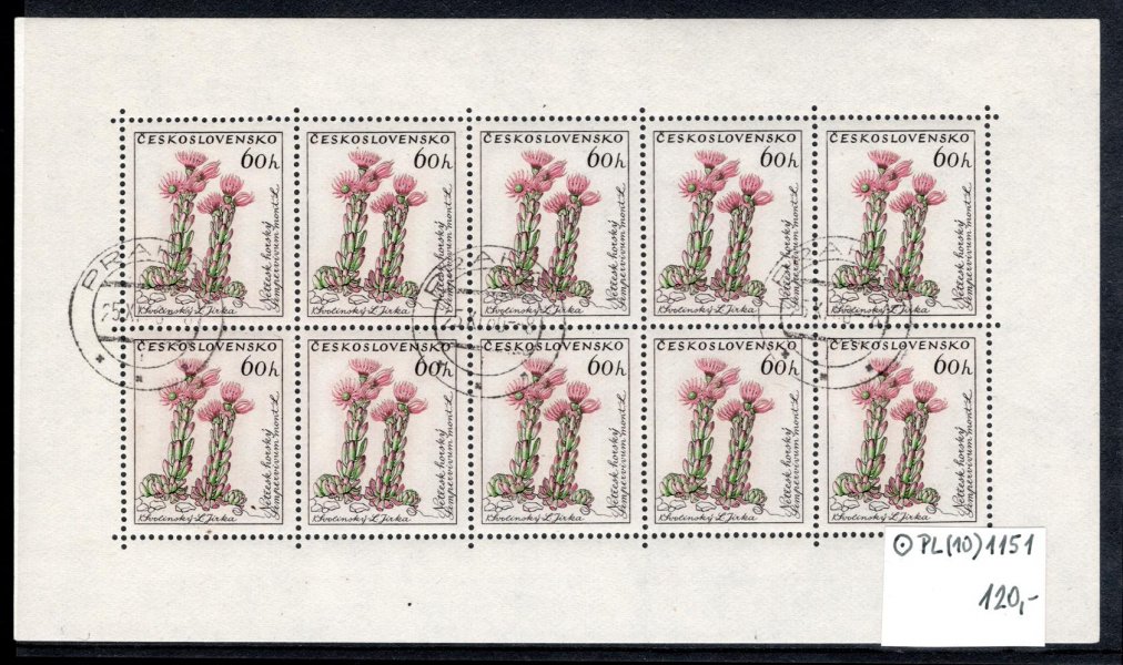 1151,  PL (10), květiny, kulatá razítka
