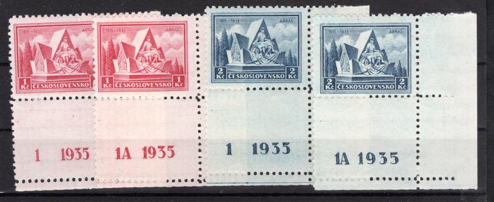 289 - 90, KD. Arras, rohové,  kupóny dolní s DČ 1 a 1A