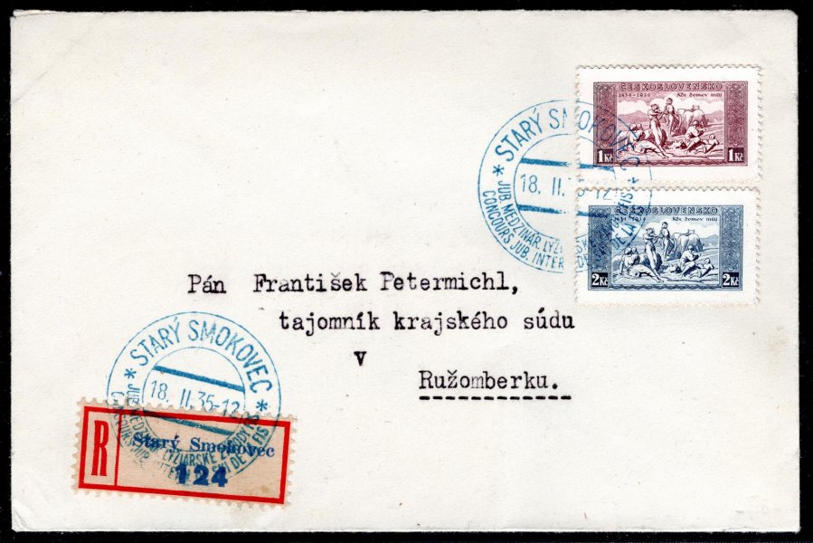 R obálka se známkami 283 - 4 z aršíku KDM, razítko Starý Smokovec, adresovaná do Ružomberku