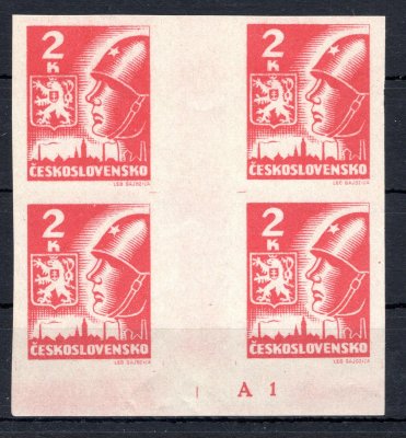 354, Košické, vodorovné dvouznámkové meziarší DZ A 1, červená, 4 blok