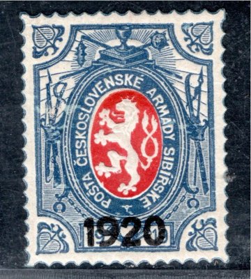 PP 6, malá šavle, přítisk " 1920 ", modrá 1 R - třetí náklad 