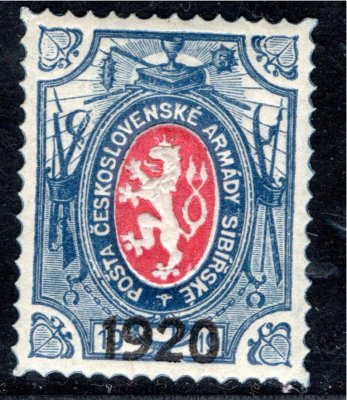 PP 6, velká šavle, přítisk " 1920 ", modrá 1 R, zk. Gi
