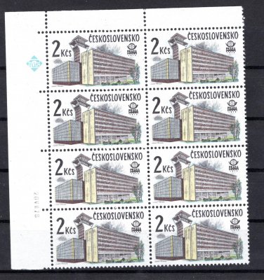 2331; xb Nová Praha 2 Kčs ; rohový 8-blok papír oz- značka TÚS - kat. cena 2400 Kč 