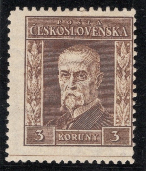 192 I A, P 4, typ I, TGM, hnědá 3 Kč, zk. Hirsch, Tribuna,, hledaná známka