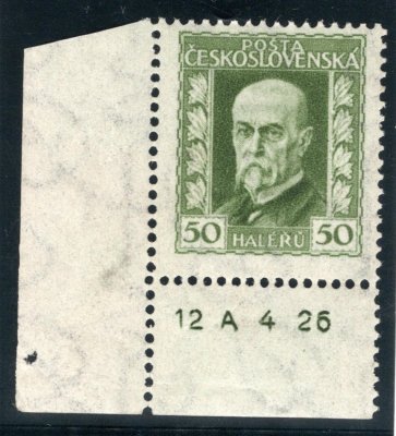 188 A, P 2, neotypie, TGM, rohová s DČ  12 A 4 26, zelená 50 h, zk. Gilbert