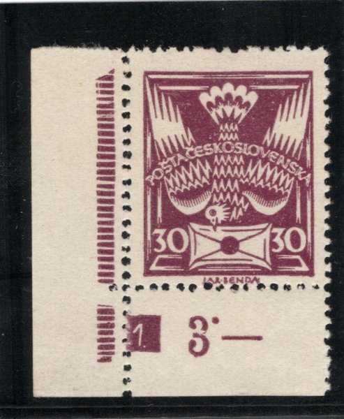 150 A, rohová s ochranným rámem a DČ 1, pod ZP 91, fialová 30 h (1926)