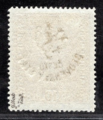 RV 61, Marešův přetisk, znak, formát úzký, světle fialová 10 K, zk. Gilbert, Vrba