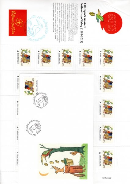 22; 130. výročí založení Poštovní spořitelny  - kompletní arch vlastní známky + FDC