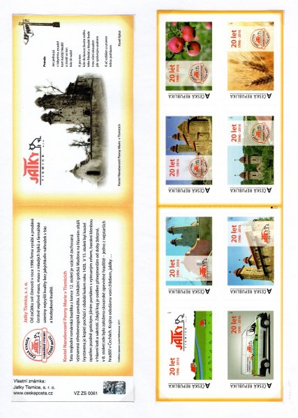 TL 61 ( VZ ZS 0061  ) Jatky Tisnice  , nominál 8 x A - sešítky  vlastní známky 