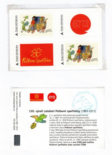 TL 23 ( VZ ZS 0023  ) 130. výročí založení Poštovní spořitelny  , nominál 8 x A - sešítky  vlastní známky 