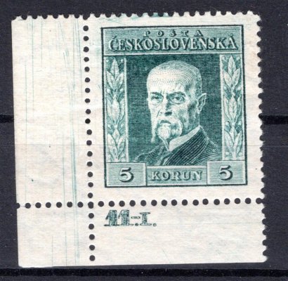 193 B, P 5, typ I, TGM, rohová d DČ 11-1, zelená 5 Kč